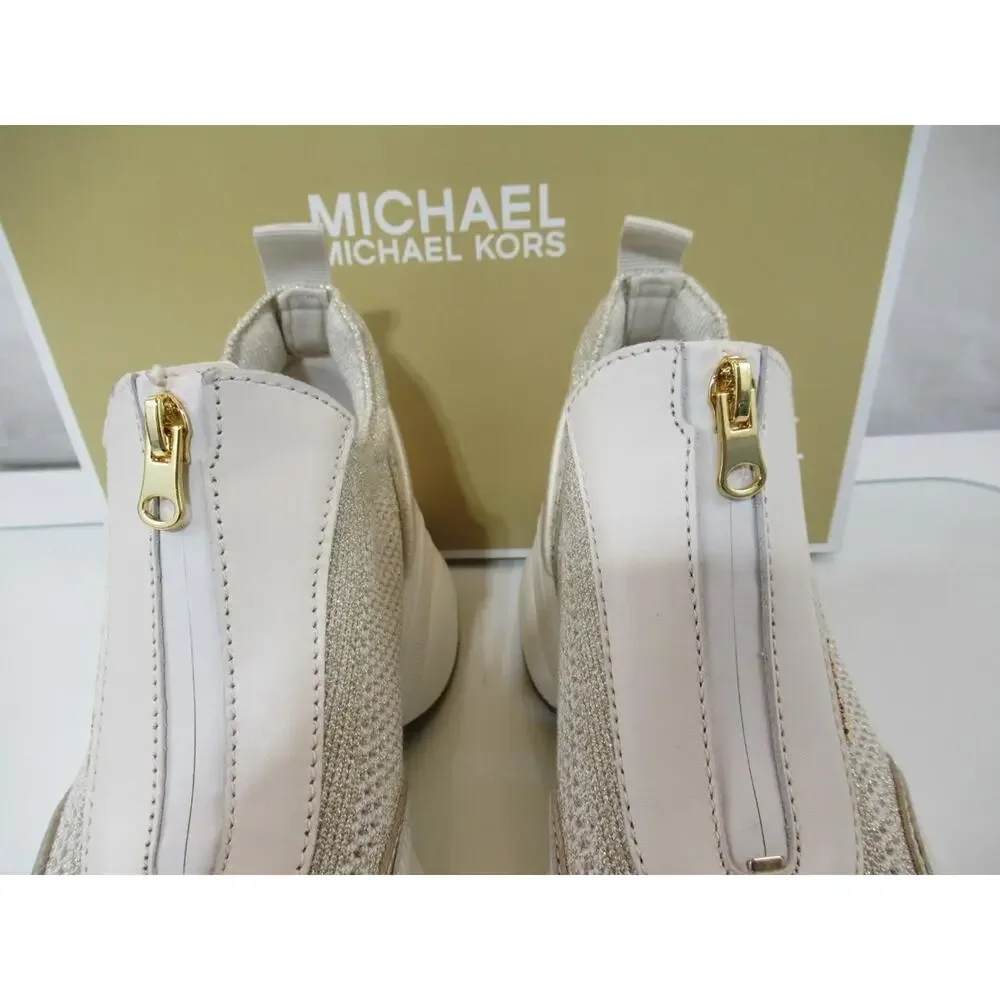 Michael Kors Zuma Slip On Trainer Sporty Wedge Sneakers Leather Pale Gold